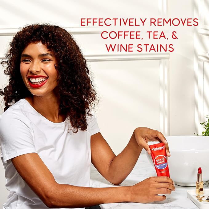 Colgate Optic White Advanced Hydrogen Peroxide Toothpaste Pack, Teeth Whitening Toothpaste, Enamel-Safe Hydrogen Peroxide Formula, Helps Remove Tea, Coffee, and Wine Stains, Icy Fresh, 3 Pack, 3.2 oz