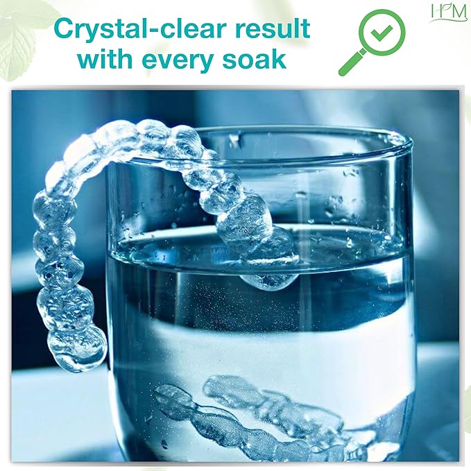 Happy Moms HM Cleaning Crystals for Aligners, Retainers & Dentures – Natural Mint Flavor | Eliminates Odor & Freshens | Sulfate-Free, Non-Abrasive Daily Appliance Cleaner – 60 Cleanings (300g)