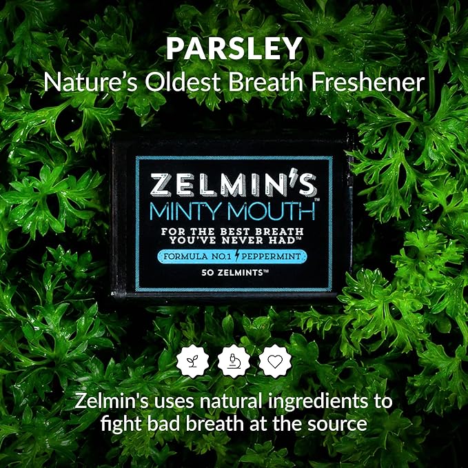 Zelmin's Minty Mouth Breath Freshener - (1 Pack) Long Lasting Bad Breath Treatment for Adults, Instant Freshness Helps with Dry Mouth, Natural Breath Mints for Travel, Alcohol-Free, Keto, Gluten-Free