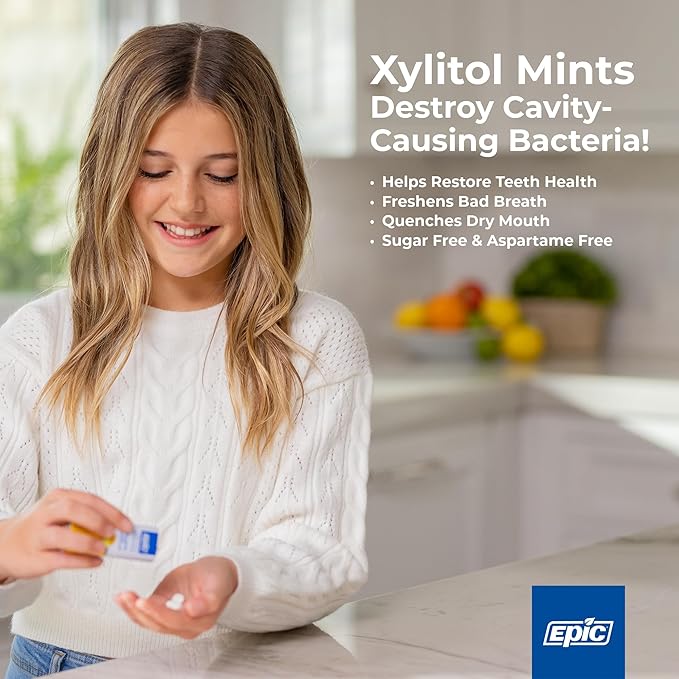 Epic 100% Xylitol Mints - Aspartame Free, Sugar Free - Peppermint Flavored Mints, 55 Pieces (Pack of 10)