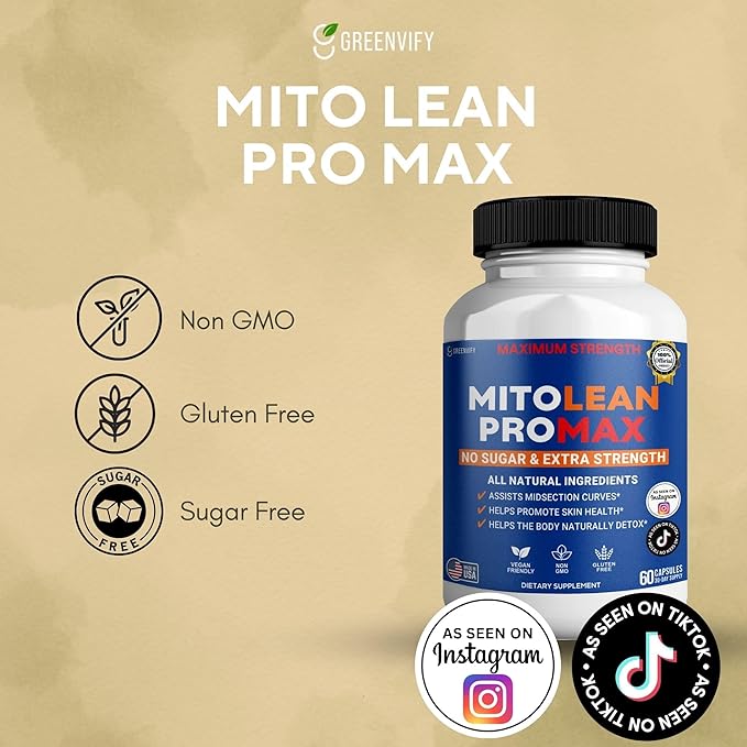 MitoLean ProMax Maximum Strength Supplement, 60 Capsules, All Natural Ingredients, Sugar Free, Vegan, Gluten Free, Made in USA (3)