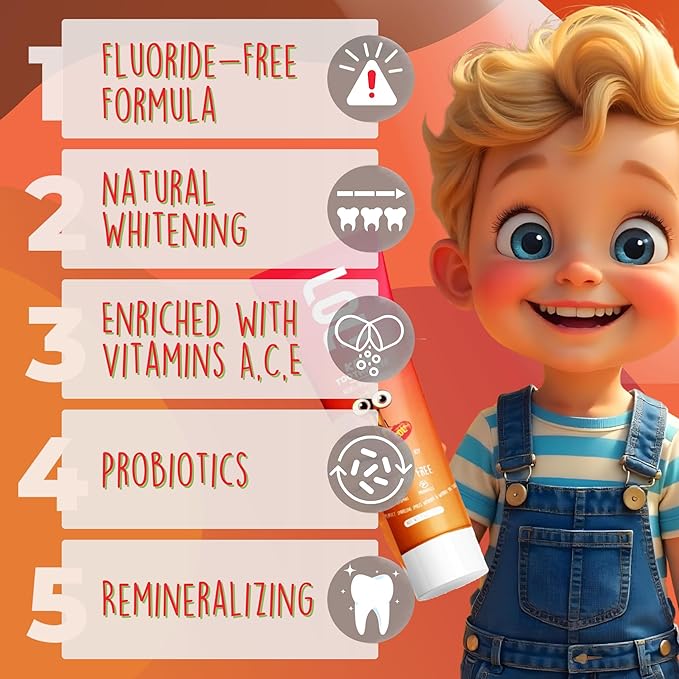 LOL Kids Fluoride-Free Toothpaste 2-Flavors Pack | Nano-Hydroxyapatite, Probiotics, Vitamins A, C, E | Safe if Swallowed, No SLS | 1 Peppermint, 1 Cinnamon Flavor