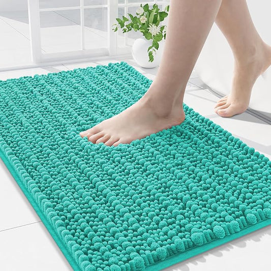 Arotive Luxury Chenille Bathroom Rug Mat, Extra Soft Thick Absorbent Shaggy Bath Rugs, Non-Slip Machine Wash Dry, Plush Bath Mats for Bathroom, Shower and Tub, 36x24, Teal
