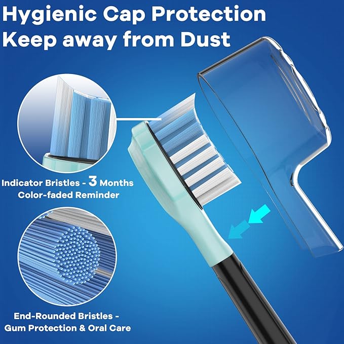 BrightDeal Replacement Head for Philips Sonicare ProtectiveClean 4100 5100 6100 DiamondClean 9500 ExpertClean 7500 FlexCare HealthyWhite Electric Sonic Toothbrush C3 G3 W3 C2 G2 C1 Brush, Black, 4 Pcs