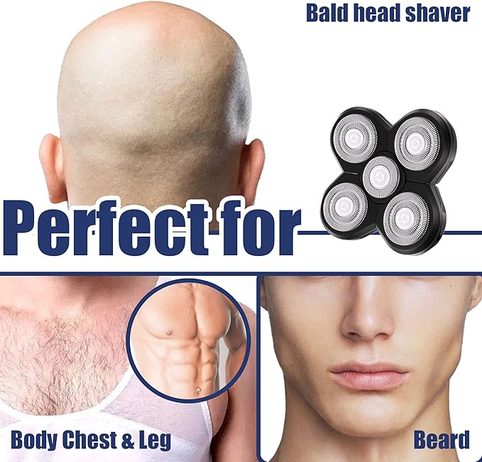 Universal Replacement Heads for Blade,Replacement Blades Compatible with Most Major Head Shaver Brands, Easy-to-Install Electric Razor Shaver Heads for Bald Men. (5 Black)