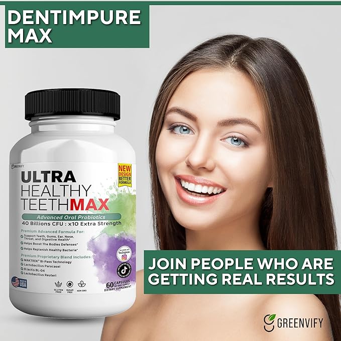 Ultra Healthy Teeth Max Probiotic Supplement, 40 Billion CFU, 60 Capsules, Advanced Oral Health (1)