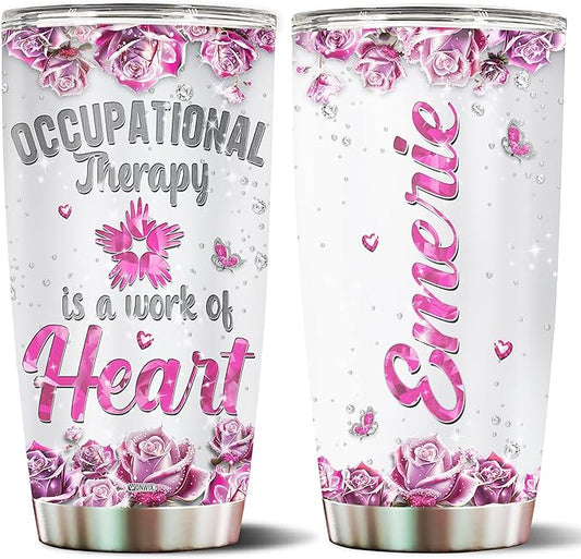 Personalized Occupational Therapist Gifts For Women Wife Daughter Mom Tumbler Coffee Mug Travel Cup Water Bottle Insulated Stainless Steel With Lid 20oz Christmas Birthday Mothers Day Valentine