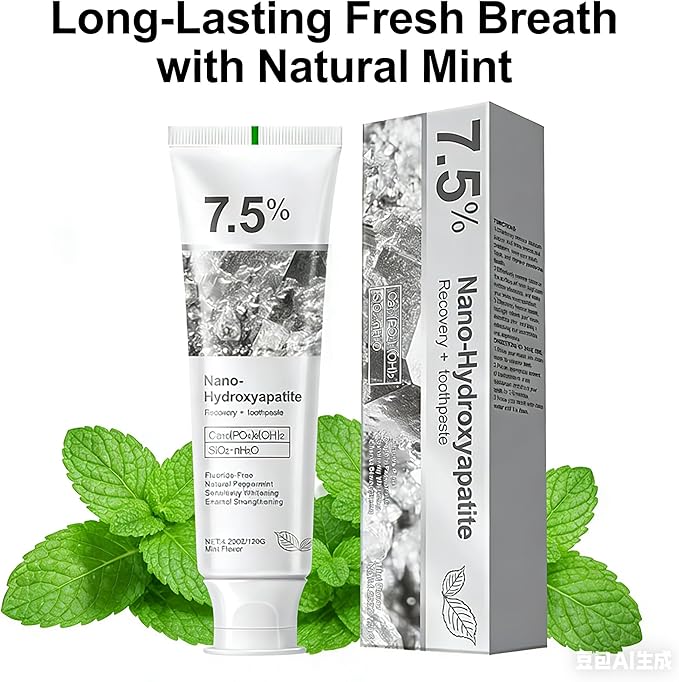 Hydroxyapatite Toothpaste, 7.5% Nano Hydroxyapatite Toothpast, Deep Cleaning for Advanced Enamel Protection, Fluoride-Free Gentle and Effective Formula with Fresh Mint (1 Set)