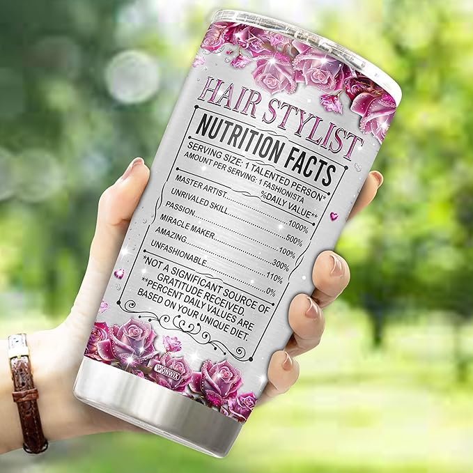 Personalized Tumbler Gifts For Hair Stylist Female 20oz Coffee Mug Travel Cup Gift For Women Wife Daughter Mom Insulated Stainless Steel With Lid Christmas Birthday Mothers Day Valentine