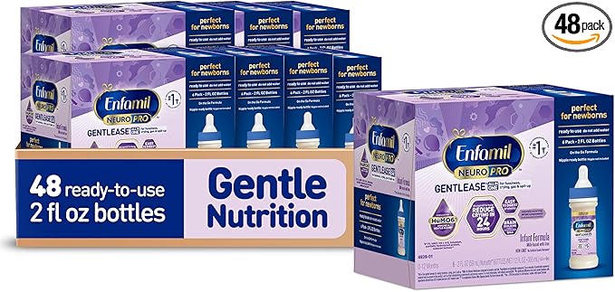 Enfamil NeuroPro Gentlease Ready-to-Feed with Smaller Proteins for Easy Digestion, Brain Supporting DHA, Prebiotic, HuMO6* Blend, Baby Formula for easing Fussiness, Crying, Gas, Spit-up in 24hrs, 2 Fl Oz, 6 Count (Pack of 8)
