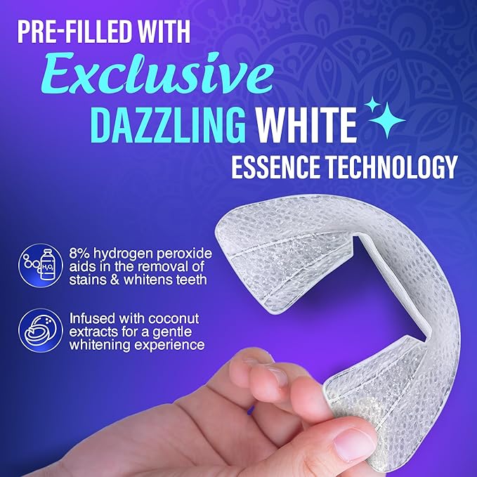 GuruNanda Ready-to-Use Prefilled Whitening Trays (7 Treatments) with 8% Hydrogen Peroxide to Remove Surface Stains, Fast & Easy Teeth Whitening for Sensitive Smiles