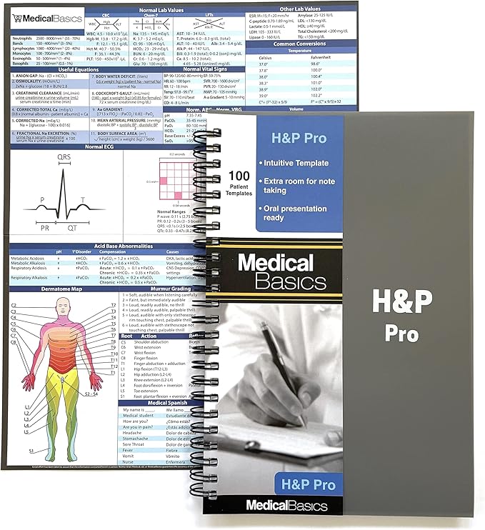 H&P Pro Notebook (Extra Space for Note-taking) – Medical History and Physical Notebook for medical students, residents, nurse practitioner NP, and physician assistants PA
