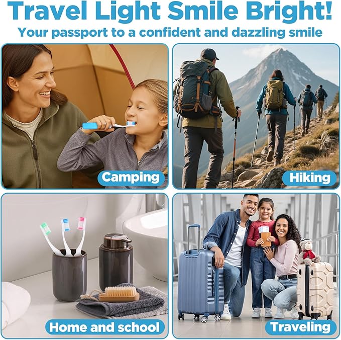 60 Pcs Folding Mini Toothbrush Travel Toothbrush, Portable Travels Size Toothbrushes Tooth Brush with Case, Bulk Toothbrushes Small Tooth Brush for Camping, Hiking, School, Home, Traveling