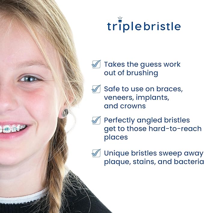 Triple Bristle Kids Sonic Toothbrush | 1 Pack | 3 Sided Toothbrush to Clean Teeth and Gums | Dentist Created & Approved | Fun Sticker Rewards | Rechargeable Three Sided Toothbrush for Kids