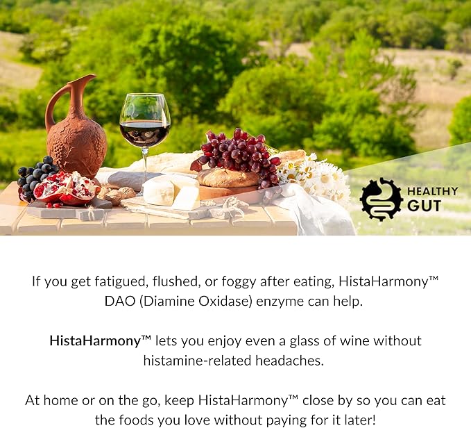 Healthy Gut HistaHarmony | Delayed Release DAO Enzyme Supplement | 30,000 HDU Diamine Oxidase Histamine Blocker | 60 Servings