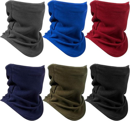 6 Pieces Winter Fleece Neck Gaiter Warmer Face Covering Windproof Half Balaclava Neck Scarf for Cold Weather Skiing