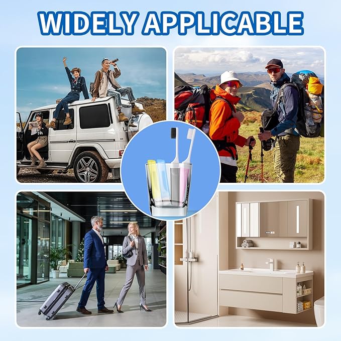 Kingbzis 4PCS Travel Toothbrush Set,Mini Soft Portable Toothbrush with Cover,Individually Wrapped Small Toothbrush Travel Size Toiletries Stuff(Bright Color)