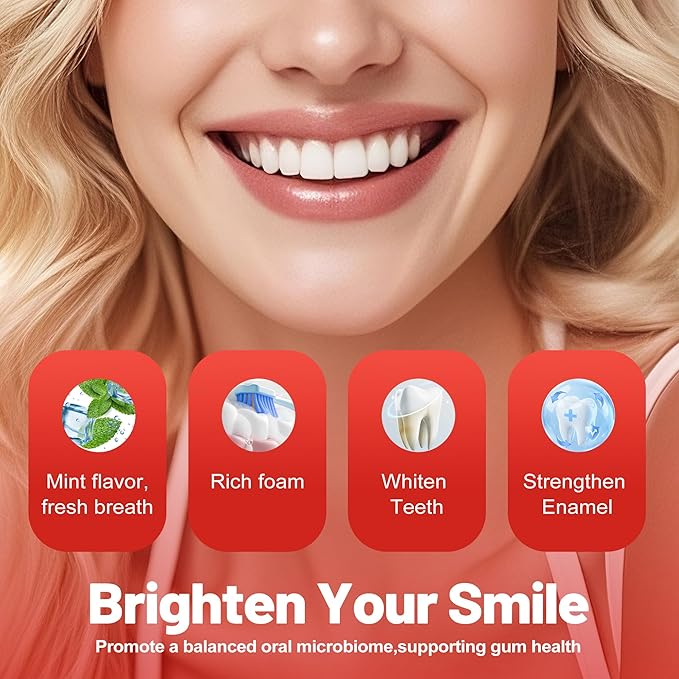 SP-6 Probiotic Whitening Toothpaste for Teeth Whitening/Brightening & Fresh Breath, 6 Probiotics Formula for Gum Health, Fluoride-Free, Minty Fresh Flavor,4.9 oz (2, Mint 2)