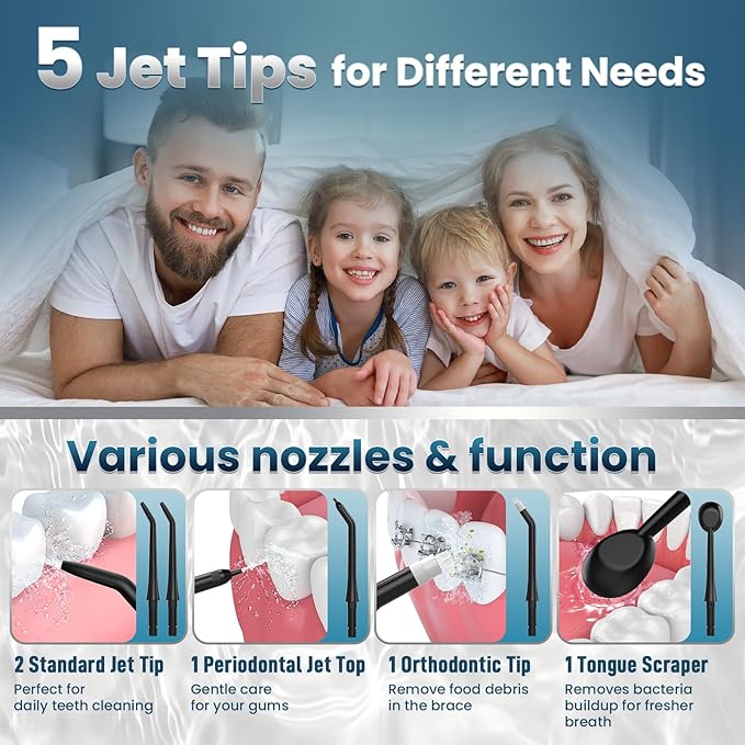 Water Flosser for Teeth Cleaning, 300ML Portable Cordless Oral Irrigator with DIY Strength, 4 Modes, IPX7 Waterproof & 30-Day Battery, 2-Min Smart Timer for Home/Travel Dental Care