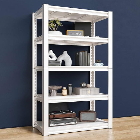 Raybee Garage Shelving, 72" H Storage Shelves, 2000LBS Metal Shelving Heavy Duty, White Shelves Metal Shelf for Closet Pantry Kitchen 72" H x 31.8" W x16.4 D