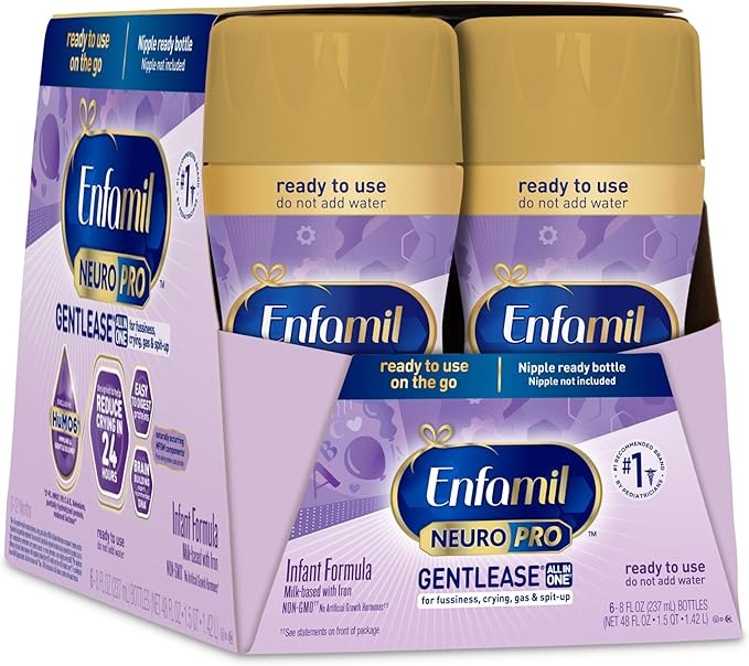 Enfamil NeuroPro Gentlease Baby Formula, Brain and Immune Support with DHA, Clinically Proven to Reduce Fussiness, Crying, Gas & Spit-Up in 24 Hours, 8 Fl Oz Bottles (6 count) (Pack of 4)