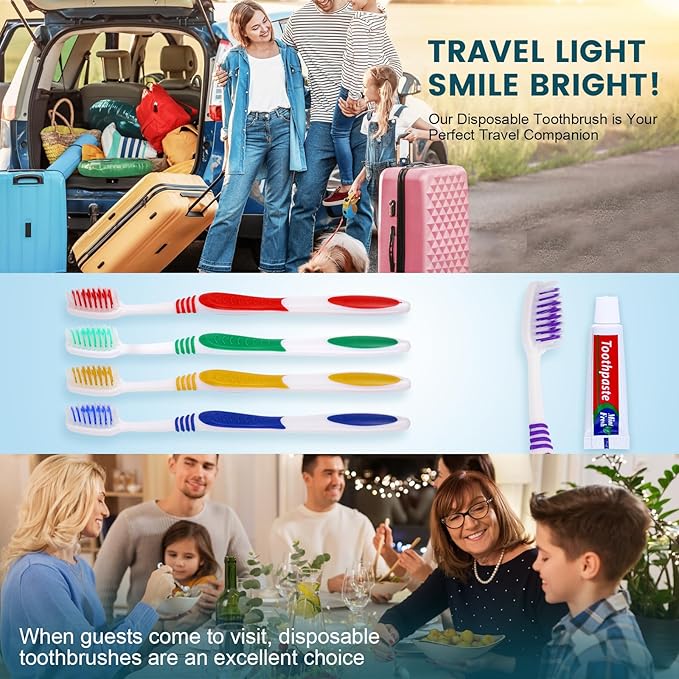 Navona 25 PCS Disposable Toothbrush with Toothpaste Bulk, Travel Toothpaste, Bulk Toothpastes, Individually Wrapped Bulk Toothbrush, Ergonomics Handle,Medium Soft Bristle, Perfect for Travel, Hotel
