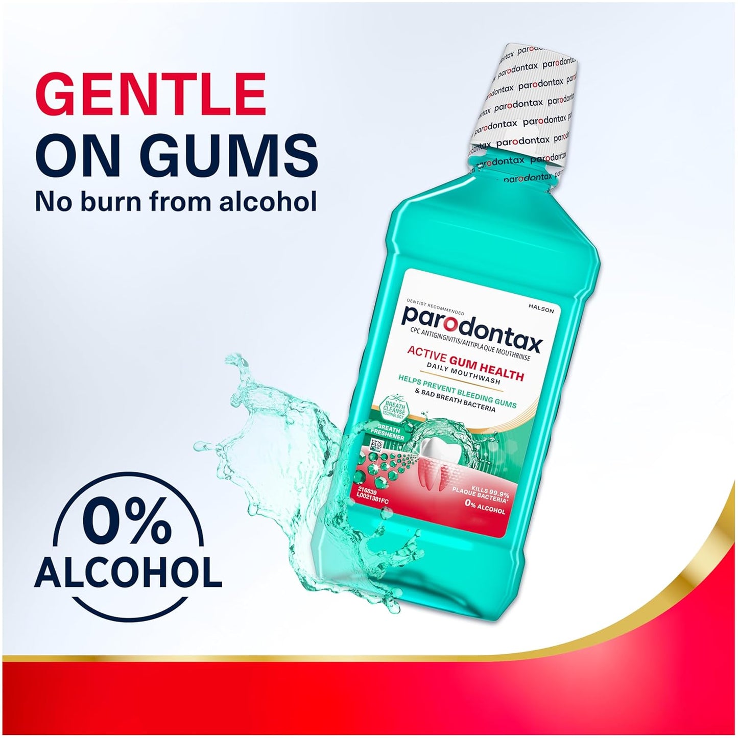 Parodontax Active Gum Health Mouthwash, Antiplaque and Antigingivitis Gum Mouthwash, Clear Mint, 16.9 Fl Oz x 3