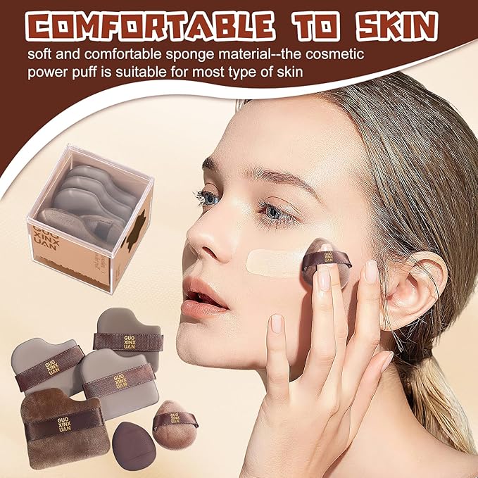 Guoxiaoniu Chocolate Color Quick Makeup Foundation Puff Set, Guoxiaoniu Makeup Puff, 1 Box Of 6 Pcs, Foundation Sponge Puff Cushion Puff Mini Powder Puff Collection 2set（12 puffs）