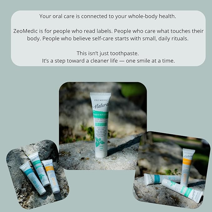 Zeo-Medic Fluoride-Free Toothpaste – Vegan, Zeolite for Whitening & Tartar Control – Safe for Kids 7+ & Diabetics – Natural Menthol Flavor, 3.1 Oz (Made in Europe) (75ml, Mint and Sage)
