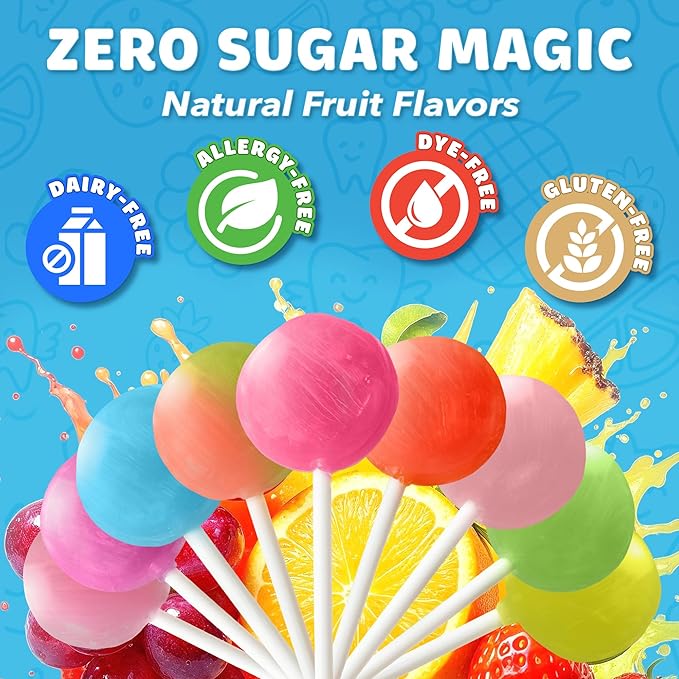 Zollipops Clean Teeth Pops Sugar Free Candy with Xylitol, Dye-Free Lollipops - Keto & Diabetic-Friendly, Dentist-Approved Treats for Kids (Natural Fruit Flavors, 17.64 lb)