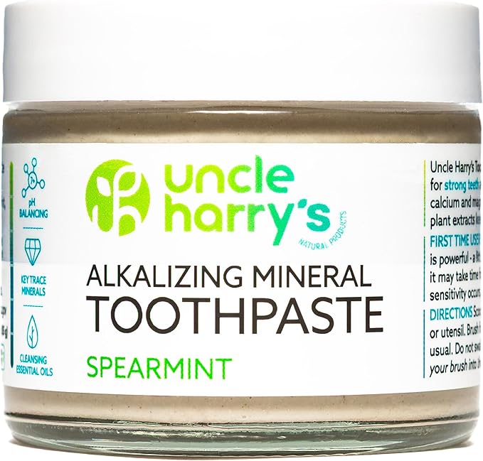 Uncle Harry's Spearmint Remineralizing Toothpaste | Natural Whitening Tooth Paste Freshens Breath & Promotes Enamel | Vegan Fluoride Free Toothpaste Pack of 4
