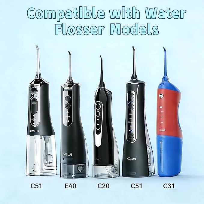 Replacement Heads for COSLUS Water Flosser, Water Flosser Replacement Tips Oral Irrigator Jet Tip Only Compatible COSLUS C20 (F5020E), E40 (WFP14), C31 (F5023), C50, and C51（Black）