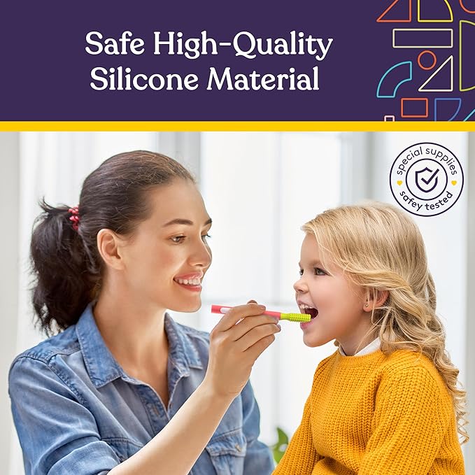 Special Supplies Buzz Buddy Oral Motor Stimulation kit with 6 Soft Textured Interchangeable Heads, Calm Sensory Needs, Support Speech, and Stimulate Self Feeding, Gentle Vibrations (Pink)