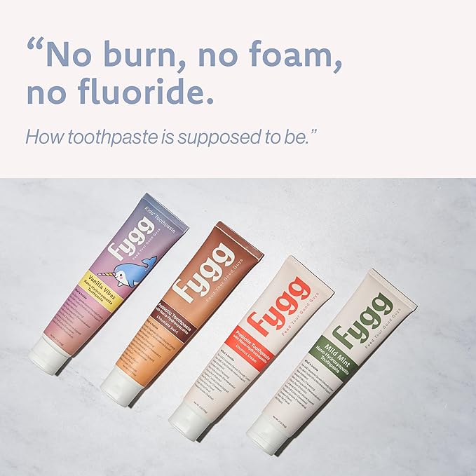 Fygg Nano Hydroxyapatite Toothpaste (Vanillia Vibes) | Vanilla Kids Tooth Paste with Prebiotics (4 Oz) | Natural & Fluoride-Free | Proprietary Enamel Remineralizing & Repair | Dentist Formulated