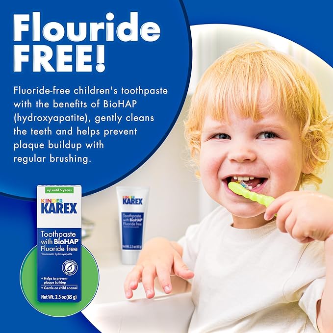 Kinder Karex Hydroxyapatite Kids Toddler Toothpaste 2.3 Ounce (Pack of 6), Fluoride Free