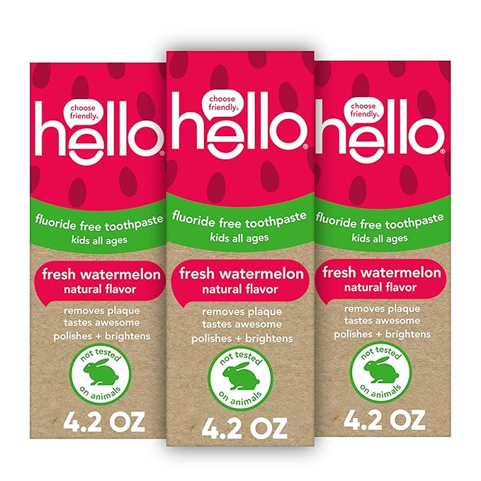 Hello Kids Fluoride Free Toothpaste - Natural Watermelon Flavor 3 Pack ...