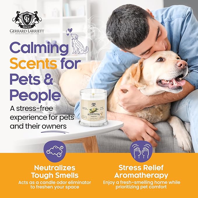 Pet Odor Eliminator Candle Rejuvenating Eucalyptus Scented Candle, Calming Candles Aromatherapy for Home Decor, Soy Wax Pet Candles Odor Eliminator for Animal Lover, Aromatherapy by Gerrard Larriett