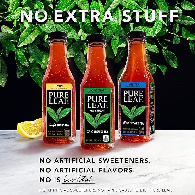 Pure Leaf Iced Tea, Sweetened 3 Flavor Variety Pack, 18.5 Fl Oz Bottles (Pack of 12)