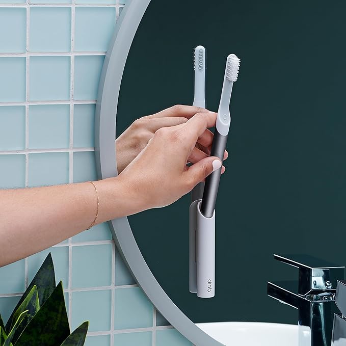 Quip Metal Sonic Electric Toothbrush for Adults - Time Travel & Soft Bristles with Travel Case & Replacement Brush Head - 3 Month Battery Life - Slate