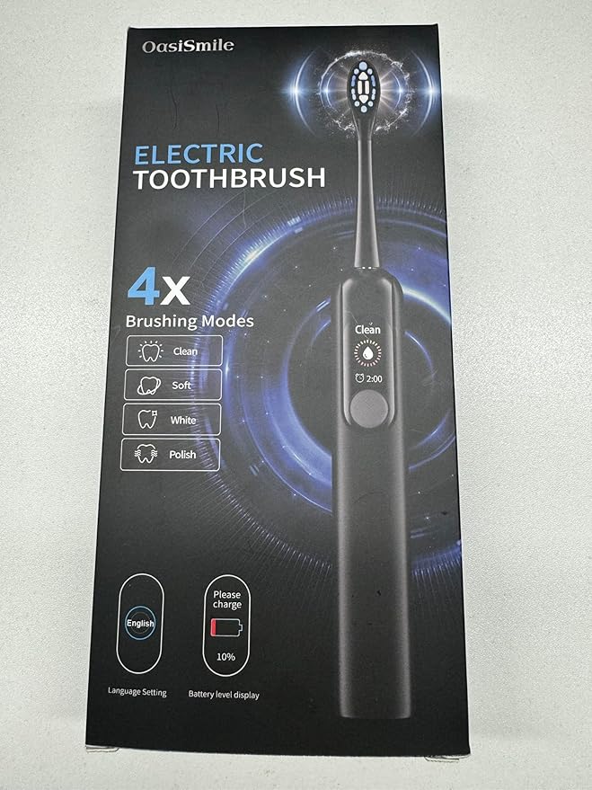 Sonic Electric Toothbrush for Adults with LED Display - 38400 VPM Deep Clean, 6 Brush Heads & 45-Day Battery Life, IPX7 Waterproof, 4 Modes Rechargeable Toothbrush for Home/Travel