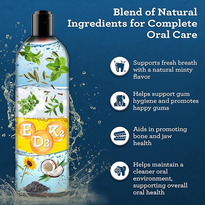 GuruNanda Advanced Oil Pulling Mouthwash for Enhanced Oral Care with Sesame & Oregano Oil, Promotes Deep Cleaning for Healthy Teeth & Gums, with Toothbrushes & Tongue Scrapers, Alcohol-Free, 3X8 Oz