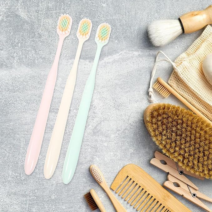 Soft Bristle Toothbrushes 3pcs, Extra Soft Bristles Wide Head, Adult Manual Toothbrushes for Gum Care and Home Use