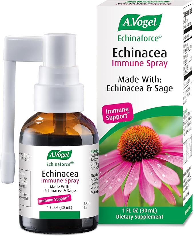 A. Vogel Echinaforce Natural Soothing Throat Spray - Fresh Organic Echinacea Plant & Sage - Targeted Nozzle - Immune Support Supplement - Throat Health - Soy, Dairy, & Gluten Free - Non-GMO - 1 fl oz