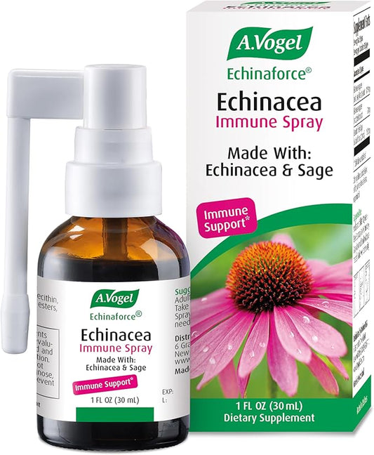 A. Vogel Echinaforce Natural Soothing Throat Spray - Fresh Organic Echinacea Plant & Sage - Targeted Nozzle - Immune Support Supplement - Throat Health - Soy, Dairy, & Gluten Free - Non-GMO - 1 fl oz