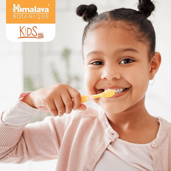 Himalaya Botanique Kids Toothpaste, Herbal, Orange Flavor, Fights Plaque, Fluoride Free, Gentle, No Artificial Flavors or Colors, SLS Free, Gluten Free, Cruelty Free, Vegan, Foaming, 4 Oz, 2 Pack…