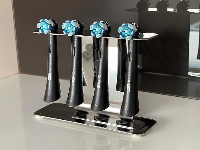 Stainless Steel Electric Toothbrush Head Holder, Compatible with Oralb Braun, Sonicare, Waterpik, Adhesive or Free-Standing Installation