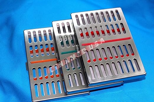 German 3 Dental Sterilization Cassette Rack Tray Box for 10 Instruments