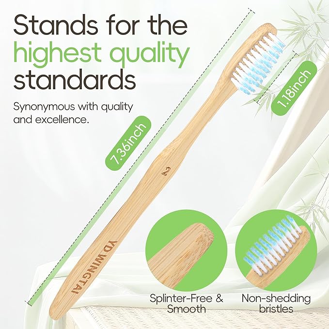 Bamboo Toothbrushes 12pack Colorful Wooden Natural Travel Toothbrush Organic Plastic Free for Adults