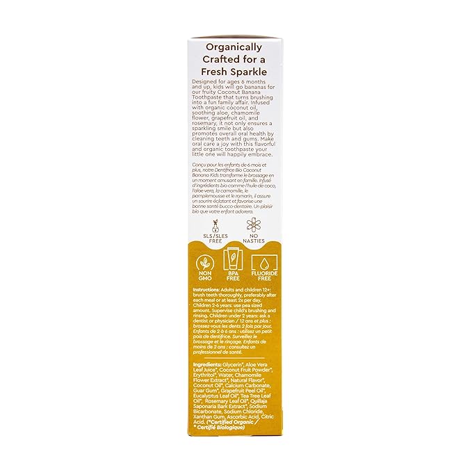 Radius USDA Kids Organic Toothpaste, Coconut Banana, 3 Oz (Pack of 1)