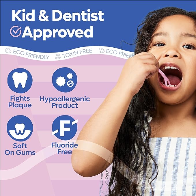 SmartLifeco Eco-Friendly Kids Flossers (100ct) - The Original Straw Wheat Dental Floss Picks For Children, Fluoride & PFA Free, Toothpick Flossing Sticks For Toddler Teeth, No Shred Thread, Unflavored